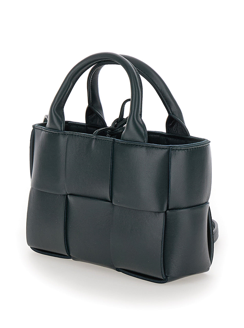 Bottega Veneta Women 'Candy Arco' Dark Green Handbag With Intreccio Motif In Leather Woman BOTTEGA VENETA