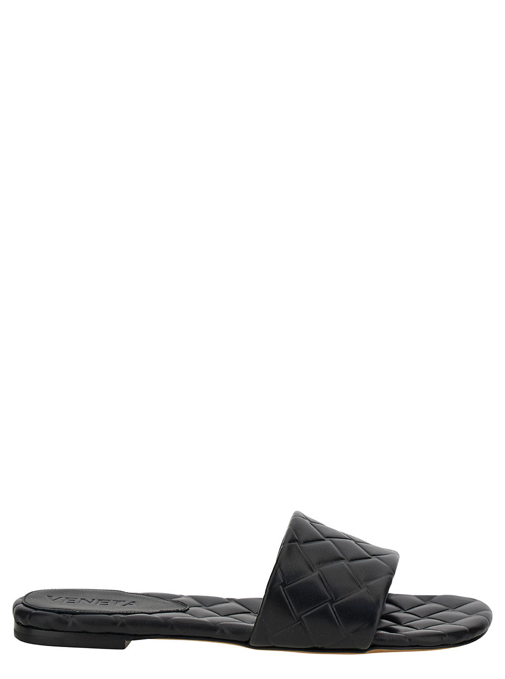 Bottega Veneta Women 'Slide Amy' Black Sandals With Intreccio Motif In Leather Woman BOTTEGA VENETA