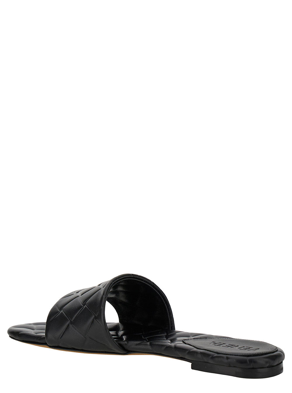 Bottega Veneta Women 'Slide Amy' Black Sandals With Intreccio Motif In Leather Woman BOTTEGA VENETA