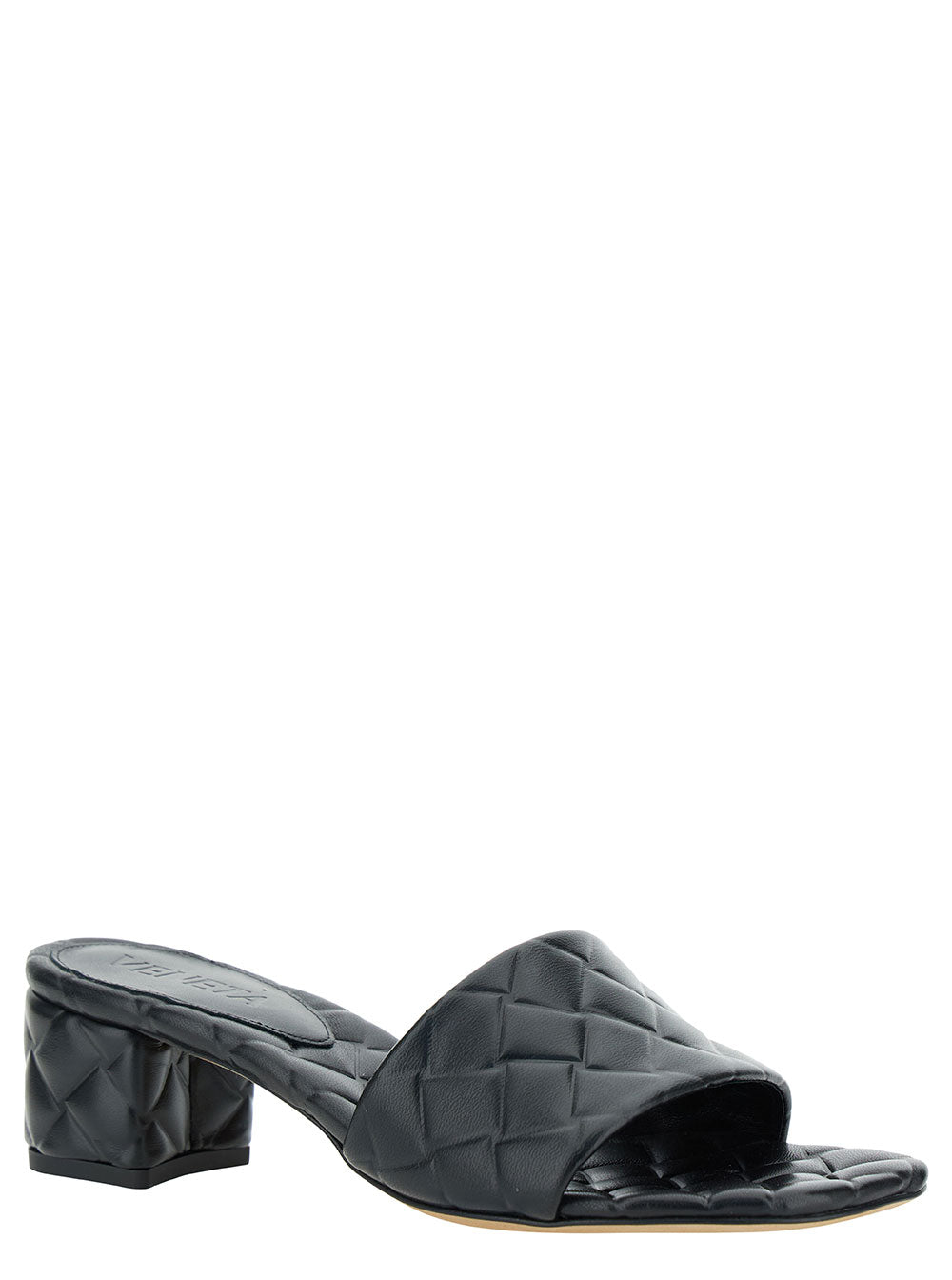 Bottega Veneta Women Black Mules With Intreccio Motif In Leather Woman BOTTEGA VENETA