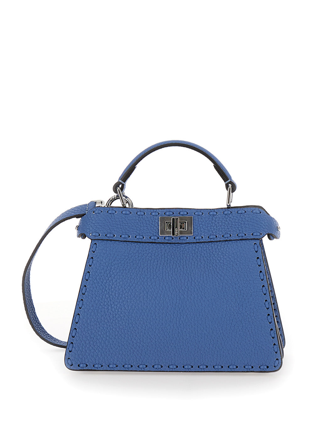 Fendi Women 'Peekaboo Iseeu Petite' Blue Handbag With Twist Lock Closure In Full-Grain Leather Woman FENDI