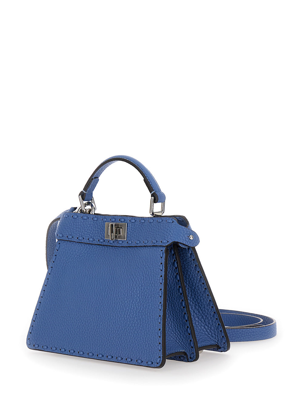 Fendi Women 'Peekaboo Iseeu Petite' Blue Handbag With Twist Lock Closure In Full-Grain Leather Woman FENDI