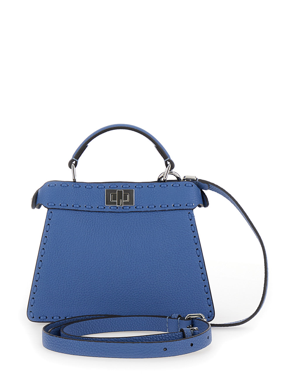 Fendi Women 'Peekaboo Iseeu Petite' Blue Handbag With Twist Lock Closure In Full-Grain Leather Woman FENDI
