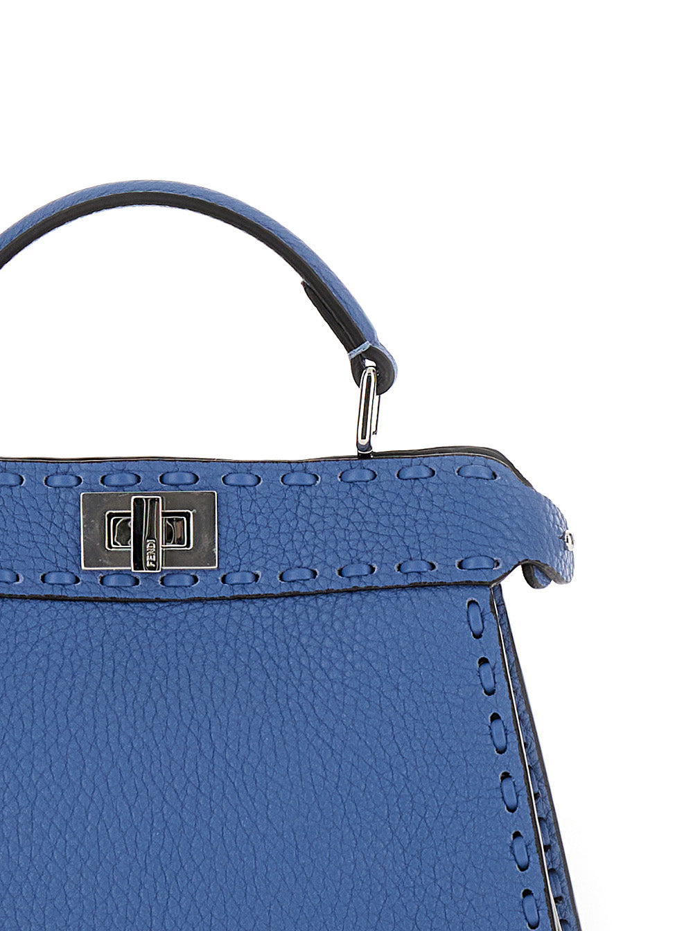 Fendi Women 'Peekaboo Iseeu Petite' Blue Handbag With Twist Lock Closure In Full-Grain Leather Woman FENDI