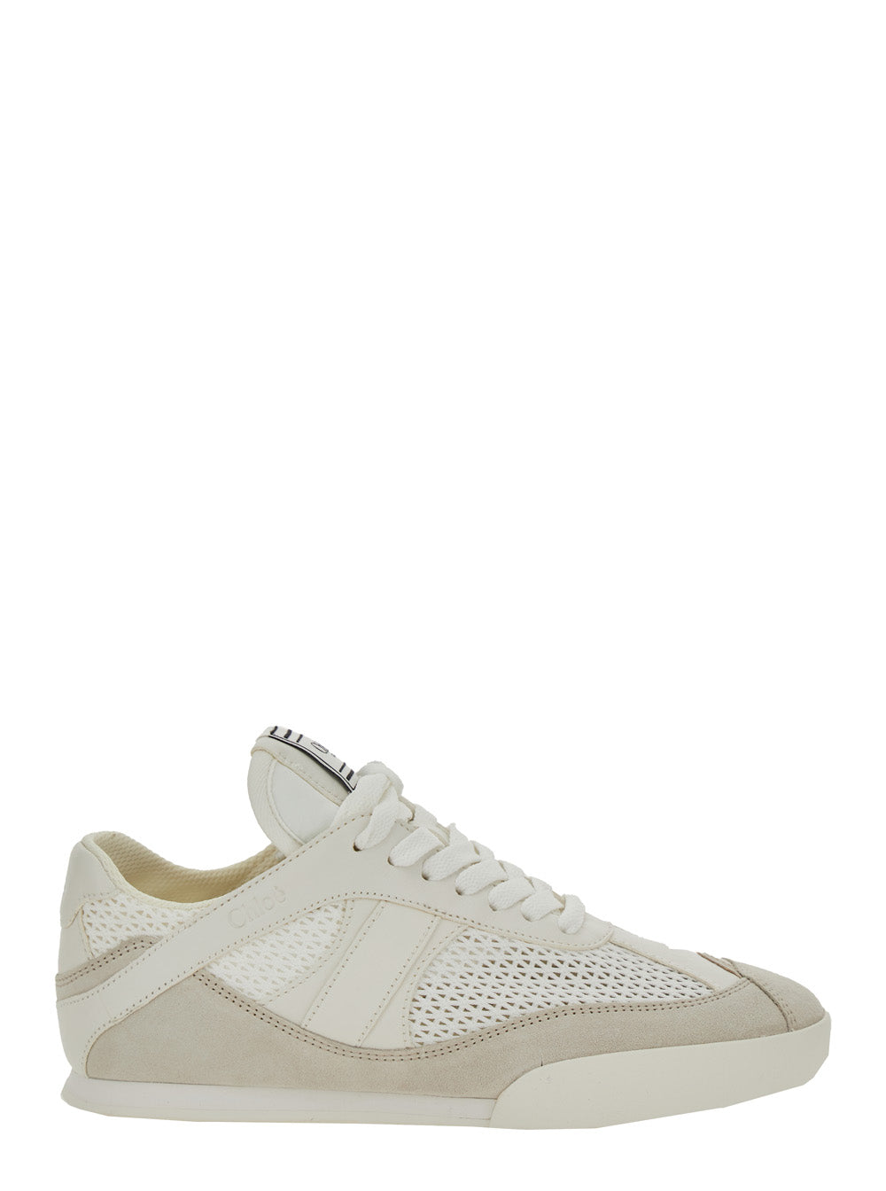 Chloé Women 'Kick' White Sneakers With Logo Patch On The Tongue And Logo Lettering On The Rear In Fabric And Suede Woman CHLOE