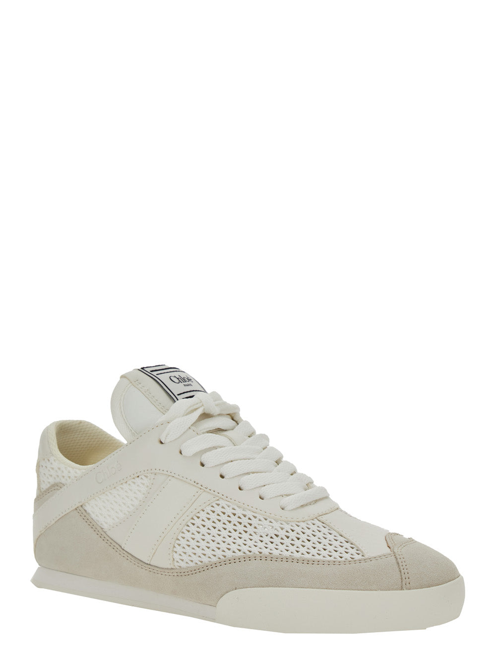 Chloé Women 'Kick' White Sneakers With Logo Patch On The Tongue And Logo Lettering On The Rear In Fabric And Suede Woman CHLOE