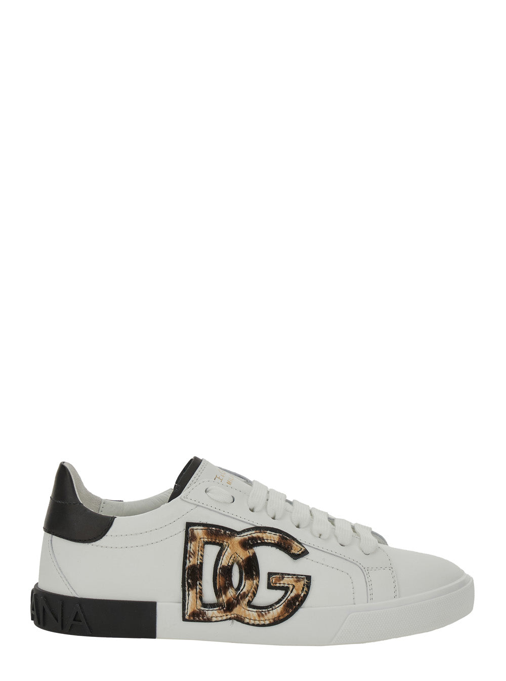 Dolce & Gabbana Women White Low Top Sneaker With Animal-Motif Logo In Leather Woman DOLCE & GABBANA