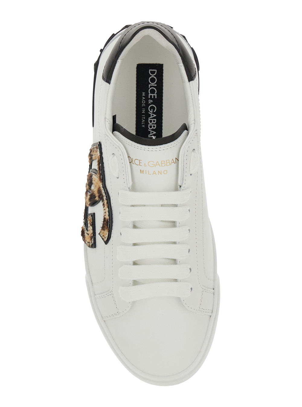 Dolce & Gabbana Women White Low Top Sneaker With Animal-Motif Logo In Leather Woman DOLCE & GABBANA