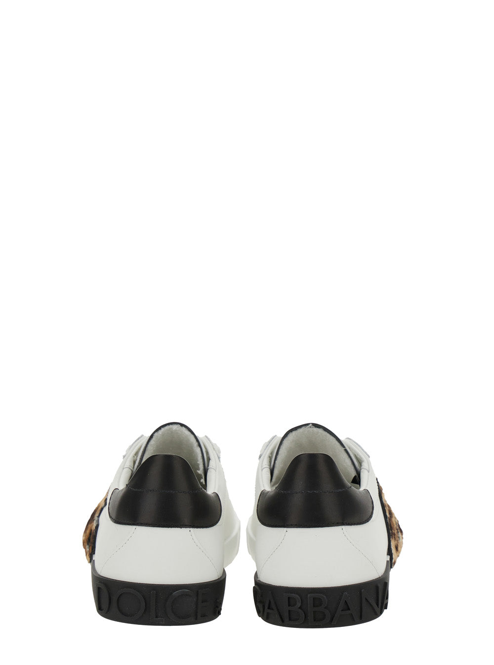 Dolce & Gabbana Women White Low Top Sneaker With Animal-Motif Logo In Leather Woman DOLCE & GABBANA