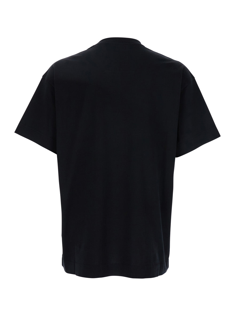 Givenchy Men Black Crewneck T-Shirt With Embossed Logo On Front In Cotton Man GIVENCHY