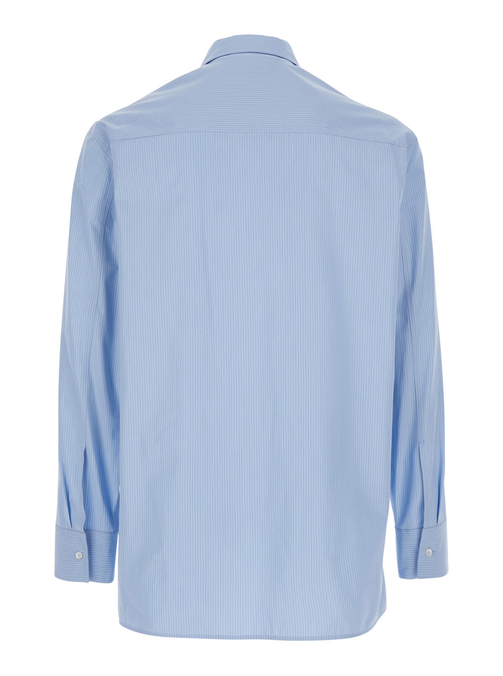 Jil Sander Men Light-Blue Pinstriped Shirt With Pointed Collar In Cotton Man JIL SANDER