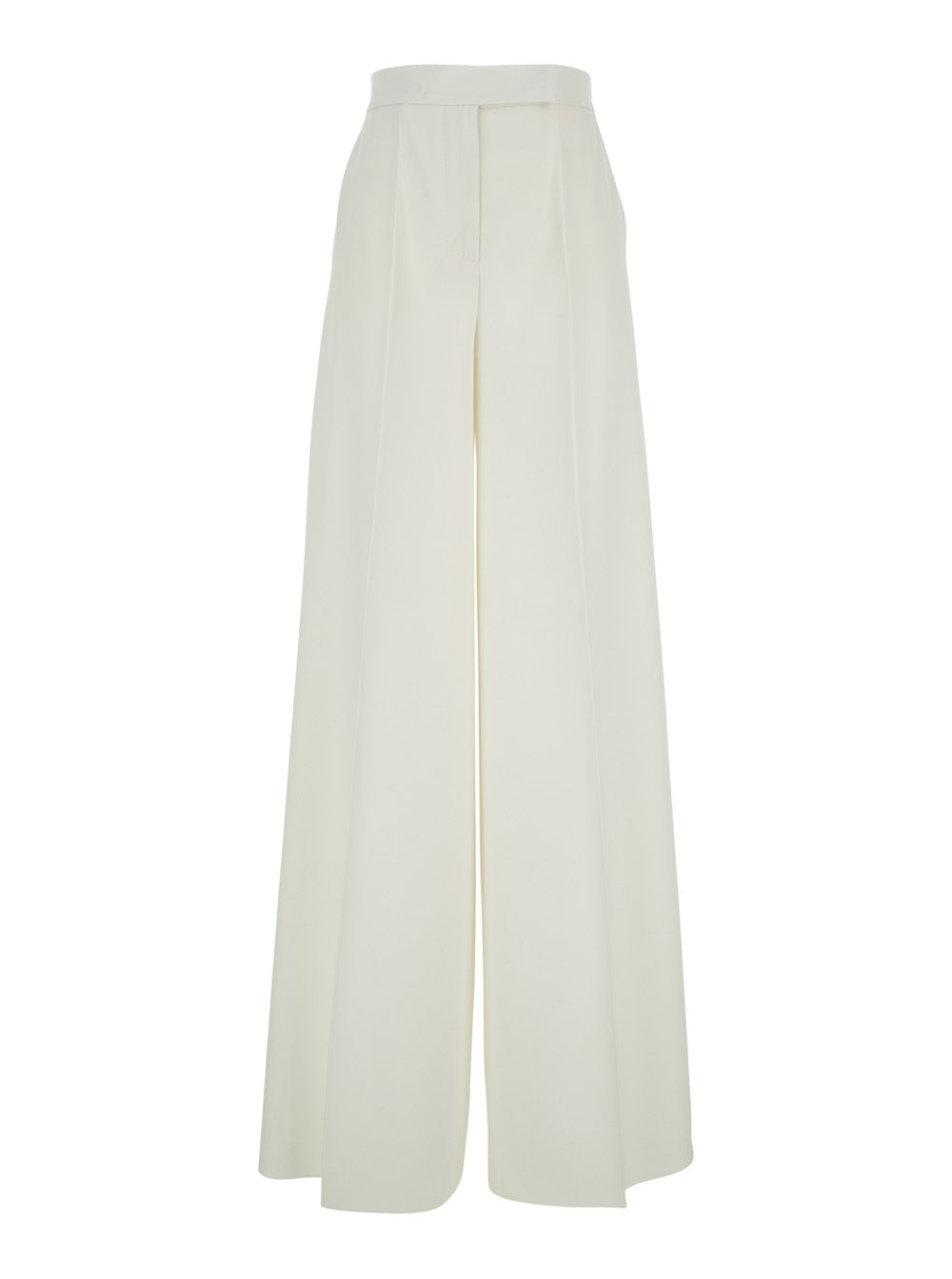 Max Mara Women 'Ninfa' White Wide Leg Pants In Virgin Wool Woman MAX MARA