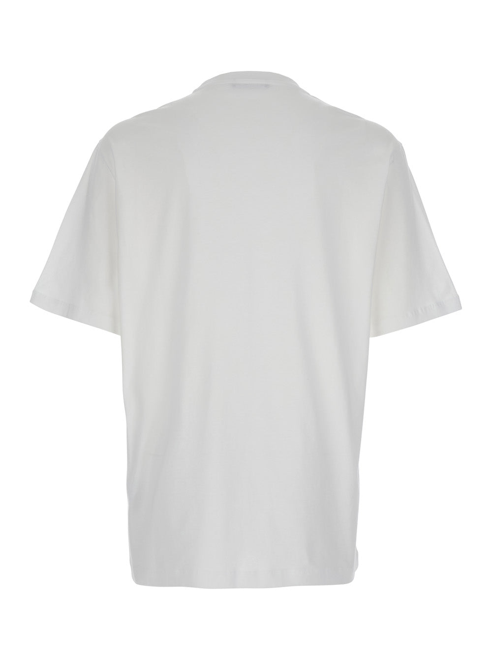 Versace Men White T-Shirt With Medusa Head Logo Print On The Front In Cotton Man VERSACE