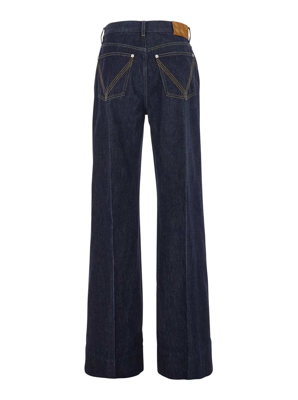 Bottega Veneta Women 'Indigo' Blue Palazzo Jeans With Logo Patch On The Back In Cotton Woman BOTTEGA VENETA