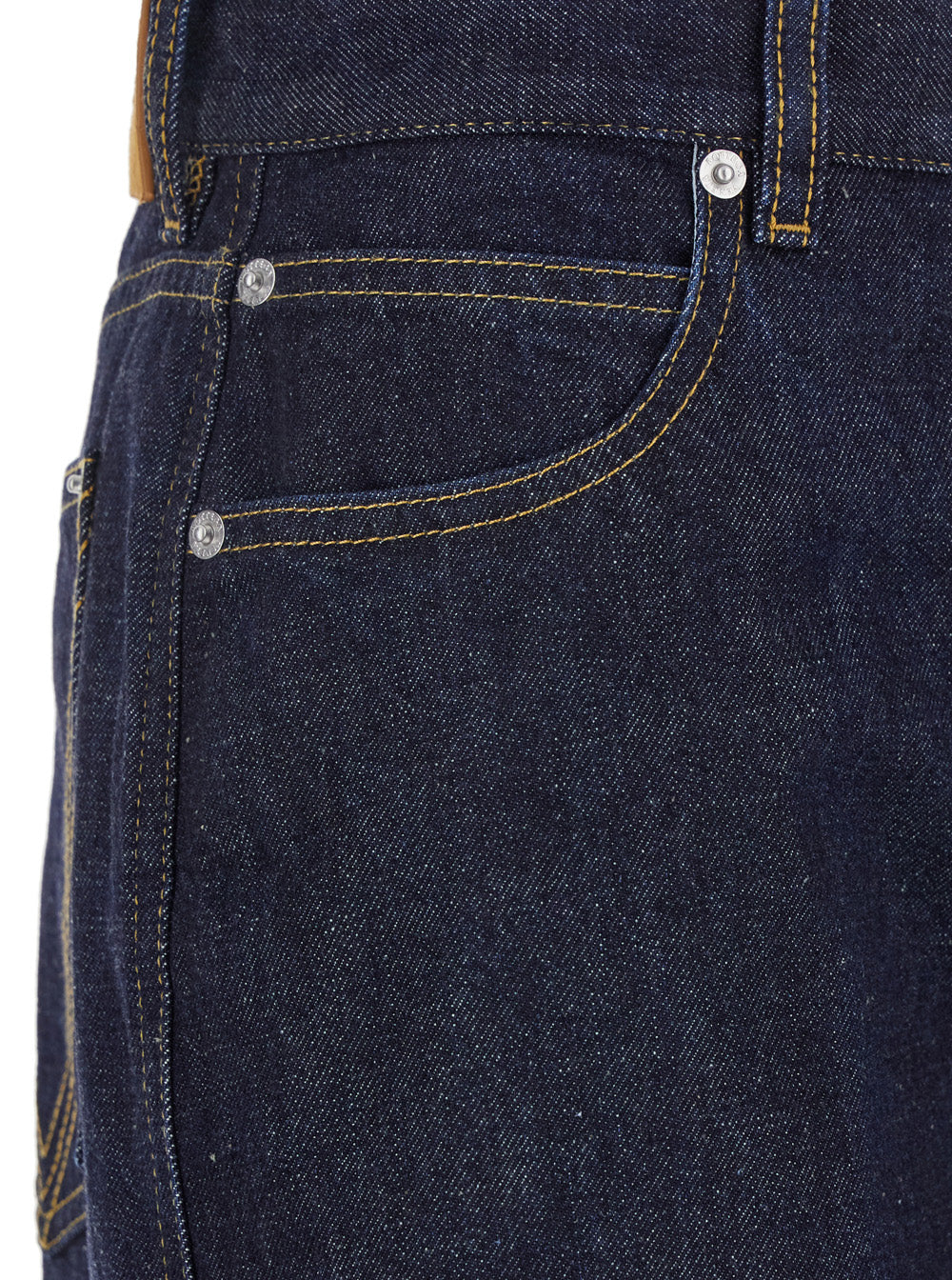 Bottega Veneta Women 'Indigo' Blue Palazzo Jeans With Logo Patch On The Back In Cotton Woman BOTTEGA VENETA