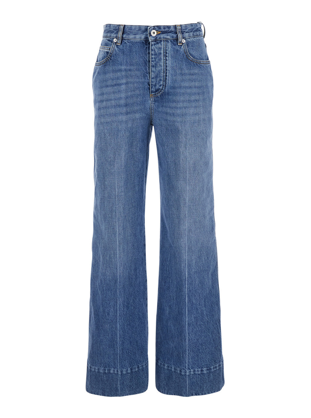 Bottega Veneta Women 'Vintage Indigo' Blue Jeans With Turn-Up Hem In Cotton Blend Woman BOTTEGA VENETA