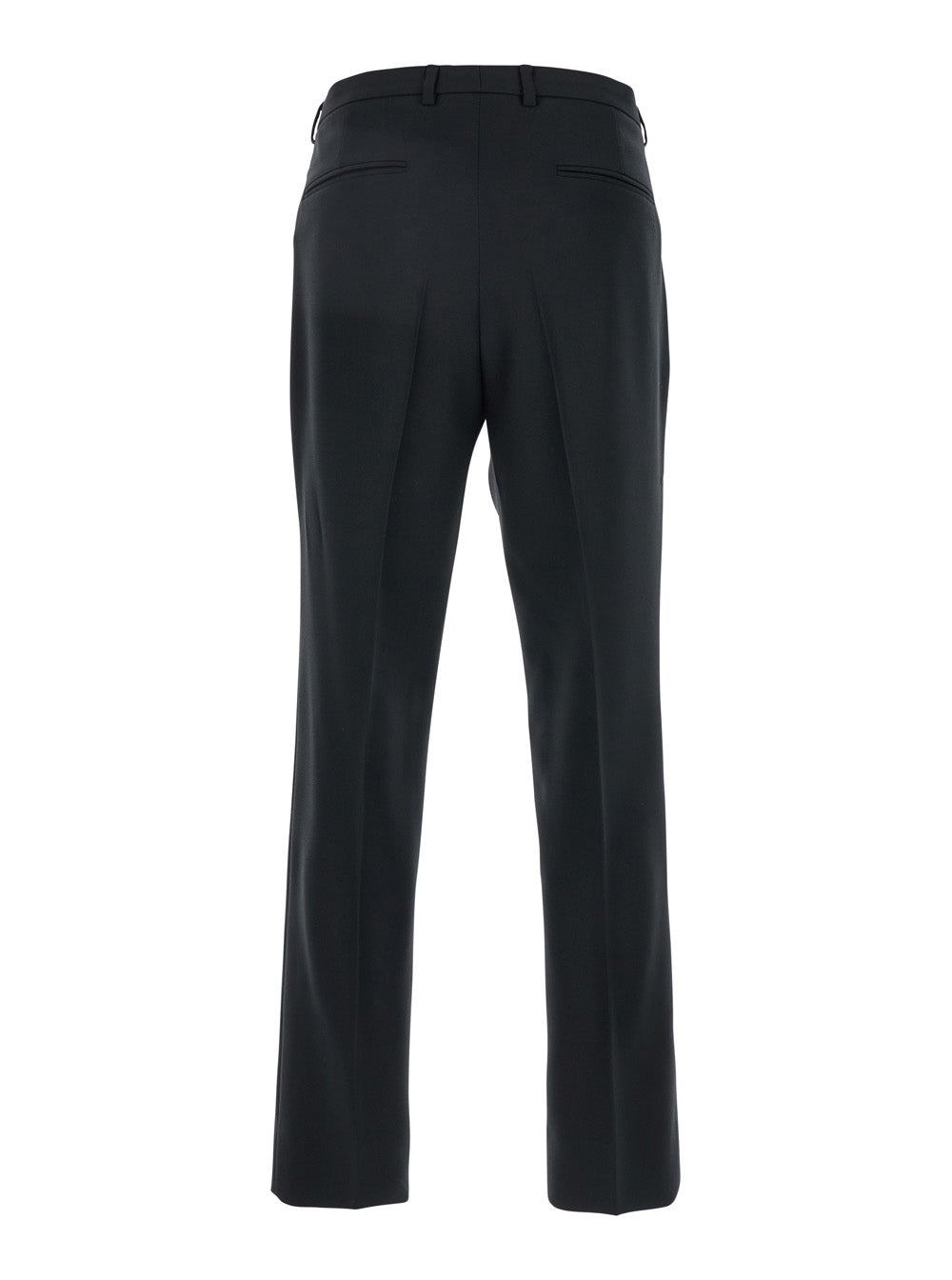 Gucci Men Black Tailored Pants With Gg Logo Embroidered On The Back In Wool Man GUCCI