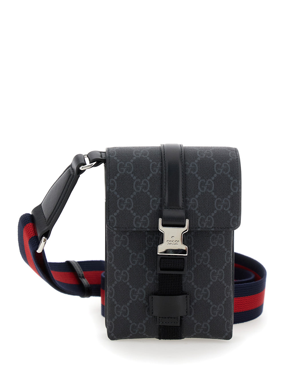 Gucci Men Black Crossbody Bag With All-Over Gg  Print In Tech Fabric And Cotton Blend Man GUCCI