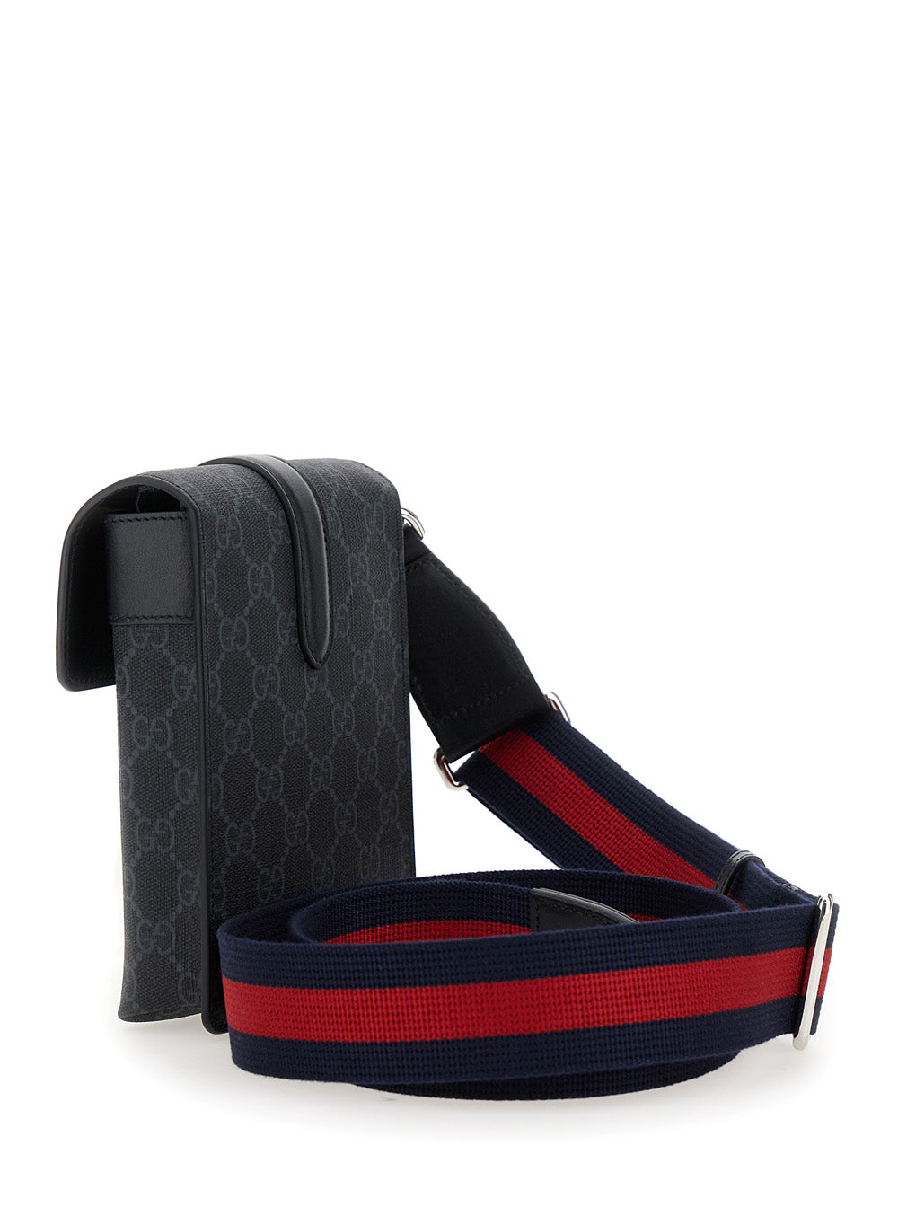 Gucci Men Black Crossbody Bag With All-Over Gg  Print In Tech Fabric And Cotton Blend Man GUCCI