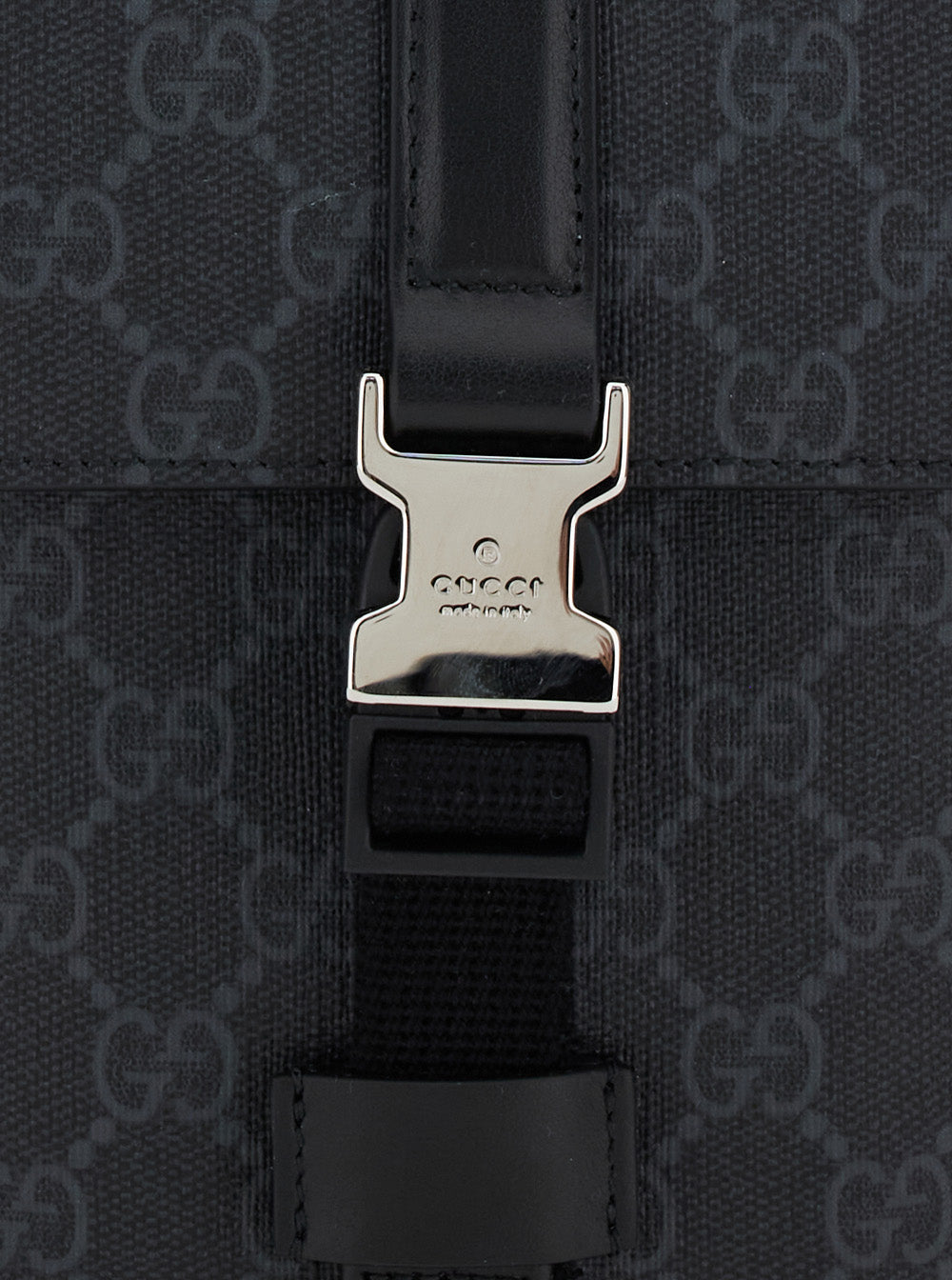 Gucci Men Black Crossbody Bag With All-Over Gg  Print In Tech Fabric And Cotton Blend Man GUCCI