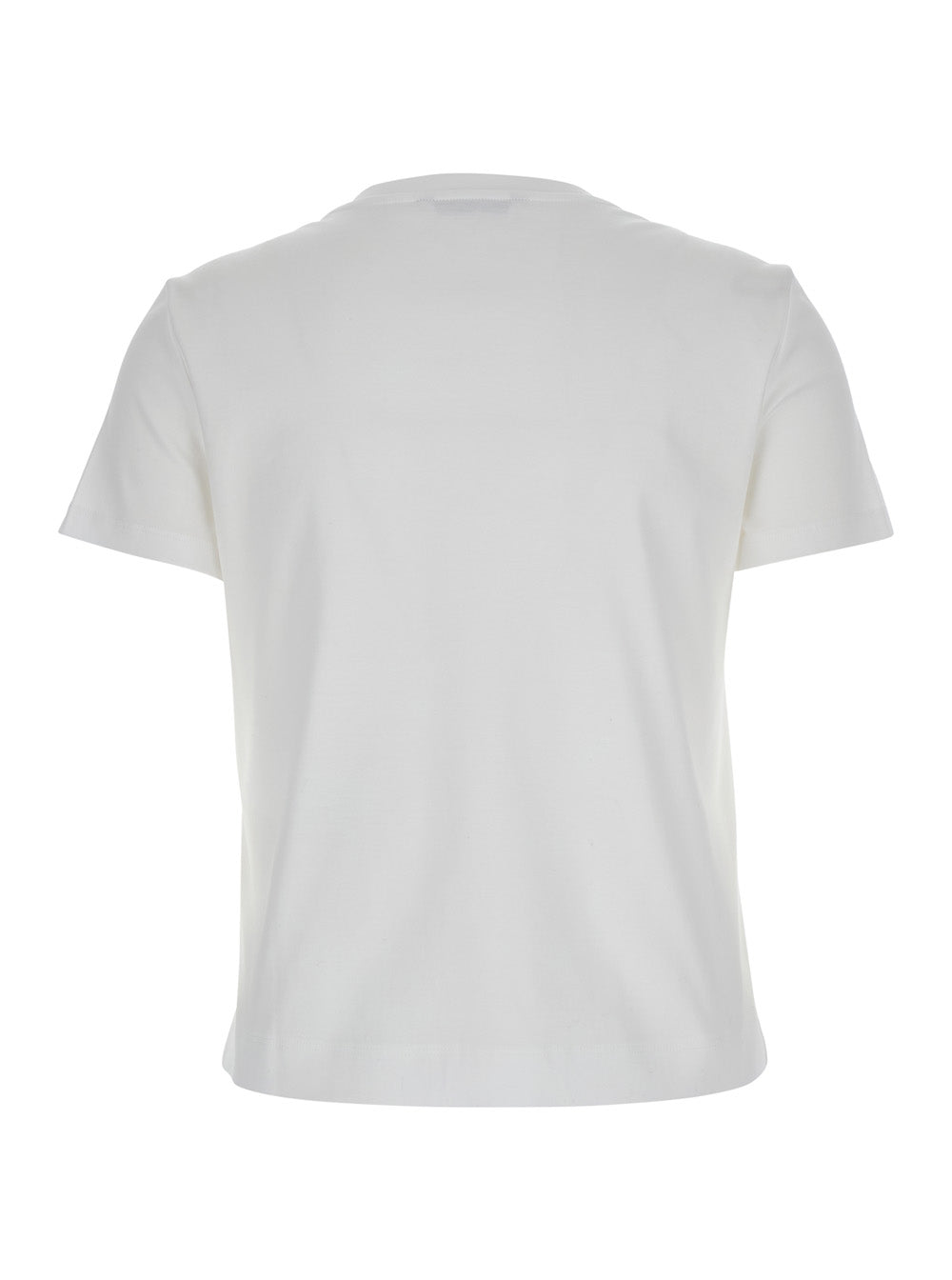Max Mara Women 'Nerina' White Crewneck T-Shirt With Tonal Logo Lettering On The Front In Cotton Woman MAX MARA