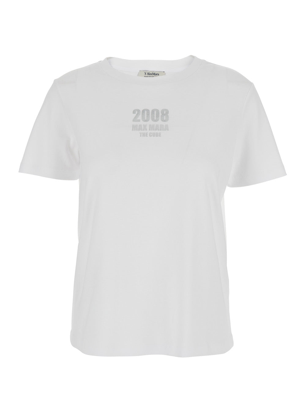 'S Maxmara Women Quieto' White Crewneck T-Shirt With Logo Print On The Front In Cotton Woman S MAX MARA