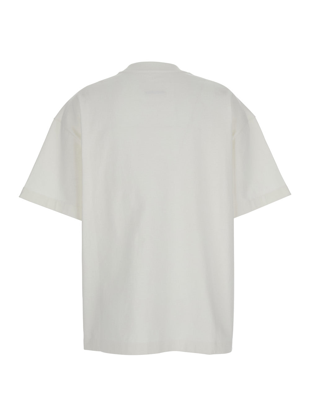 Jil Sander Women White Crewneck T-Shirt With Tonal Logo Print On The Front In Cotton Woman JIL SANDER