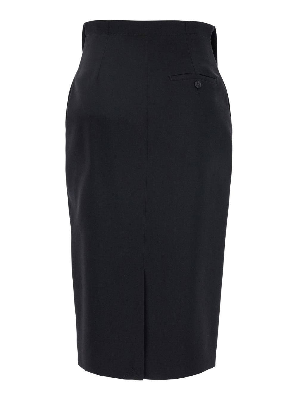 Alexander Mcqueen Women Black Skirt With Foldover Waist And Rear Single Slit In Wool Woman ALEXANDER MCQUEEN