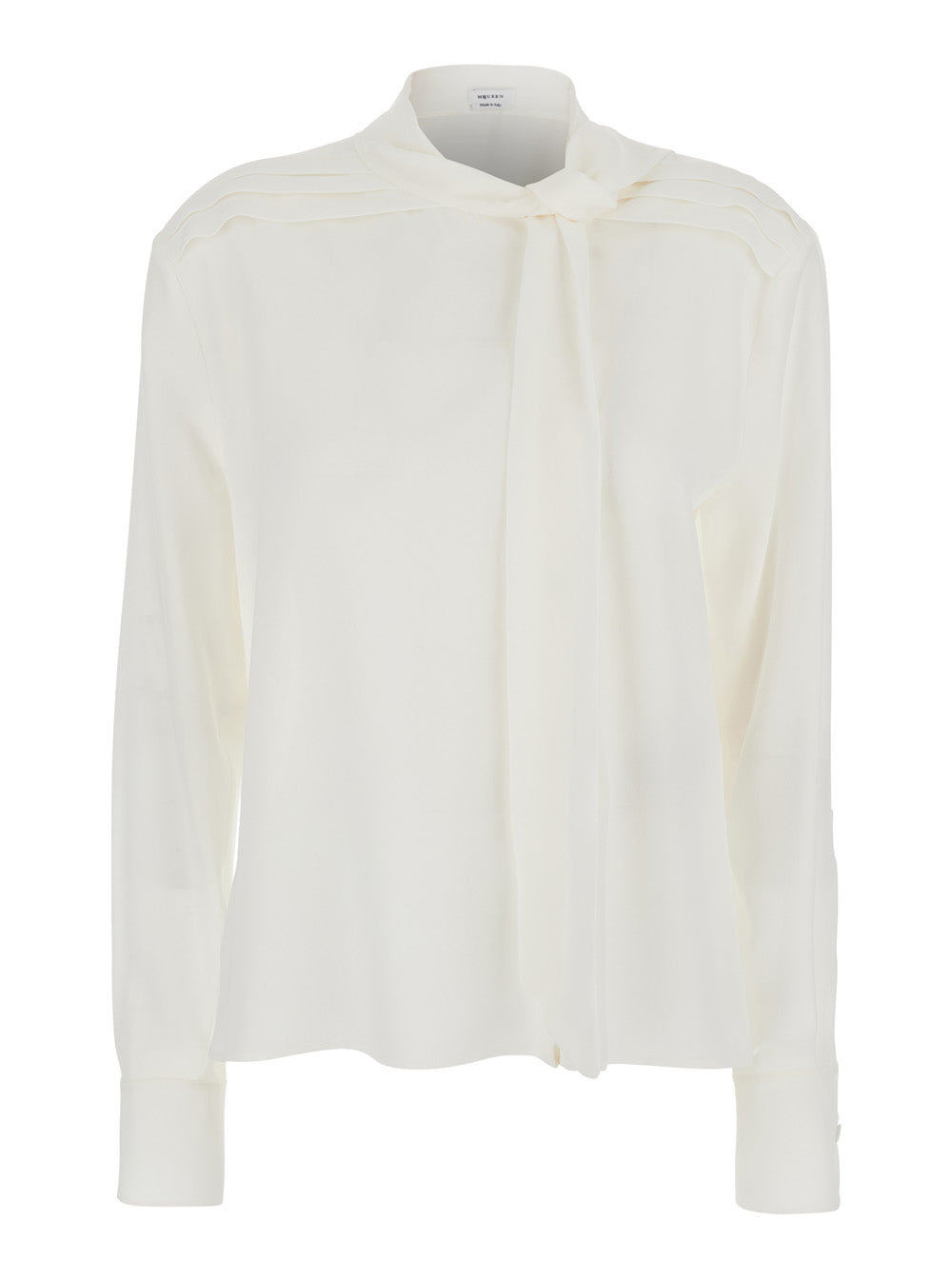 Alexander Mcqueen Women White Blouse With Scarf Detail On The Front In Silk Woman ALEXANDER MCQUEEN