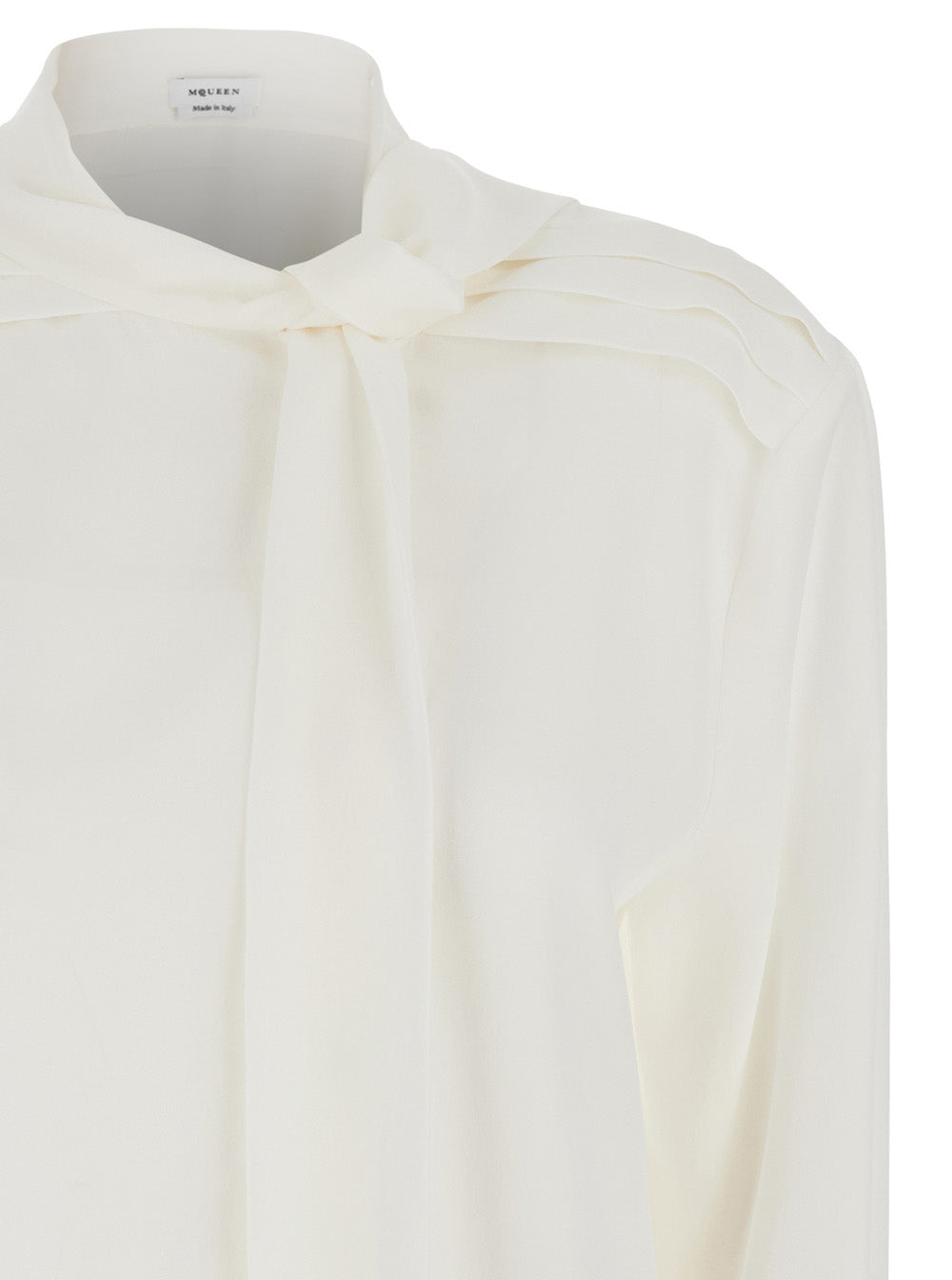 Alexander Mcqueen Women White Blouse With Scarf Detail On The Front In Silk Woman ALEXANDER MCQUEEN