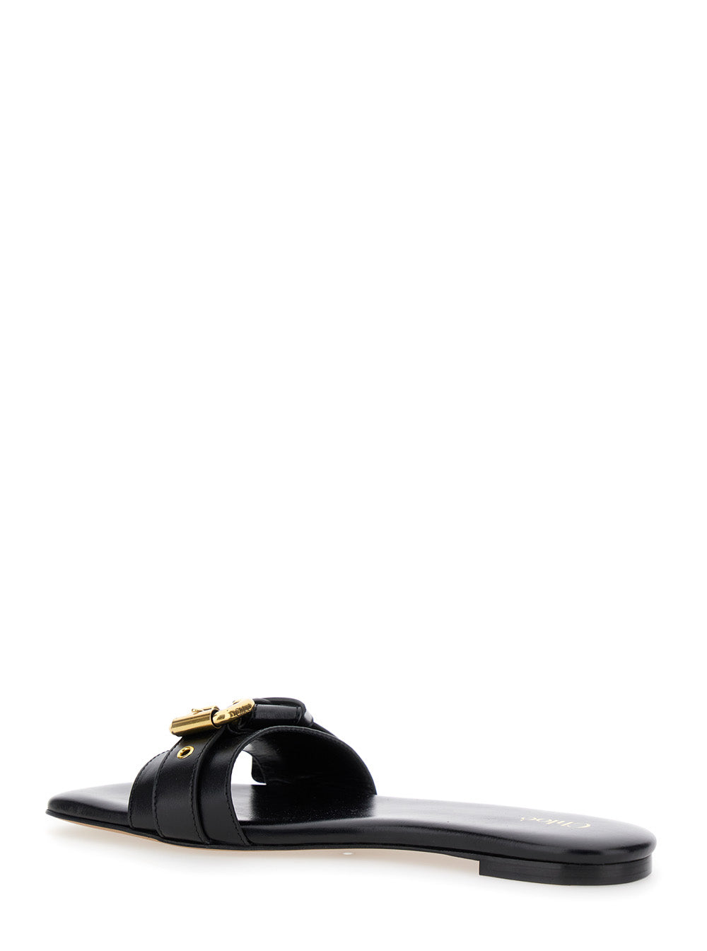 Chloé Women 'Mae' Black Slip-On Sandals With Embossed Logo On The Insole In Leather  Woman CHLOE