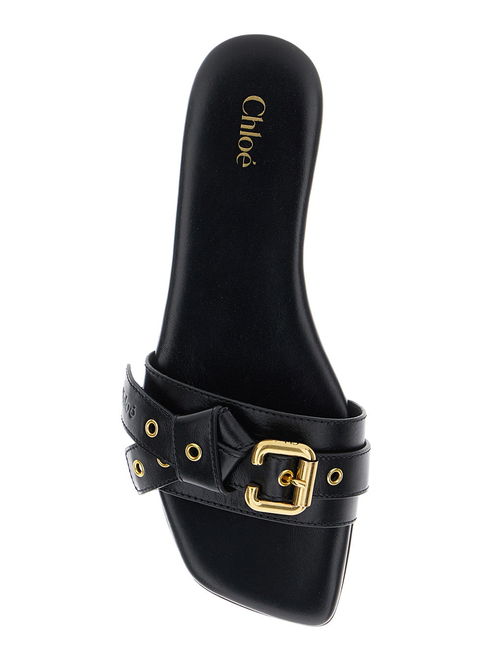 Chloé Women 'Mae' Black Slip-On Sandals With Embossed Logo On The Insole In Leather  Woman CHLOE