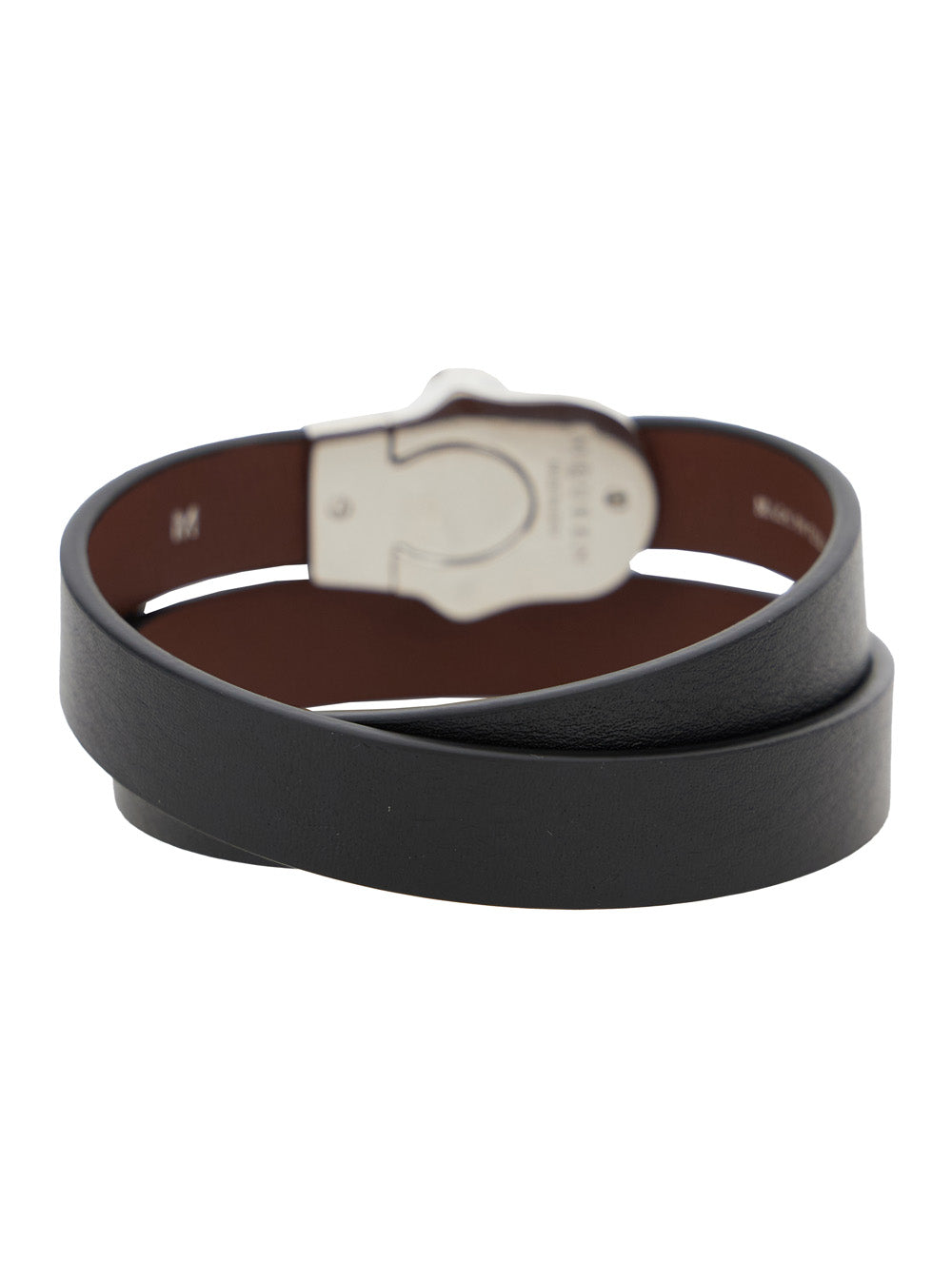 Alexander Mcqueen Men Black Bracelet With Skull Detail In Brass And Leather Man ALEXANDER MCQUEEN