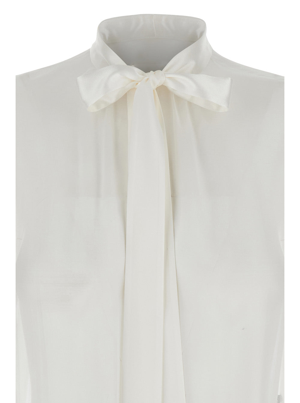 Dolce & Gabbana Women White Shirt With Pussy-Bow Collar In Silk Woman DOLCE & GABBANA