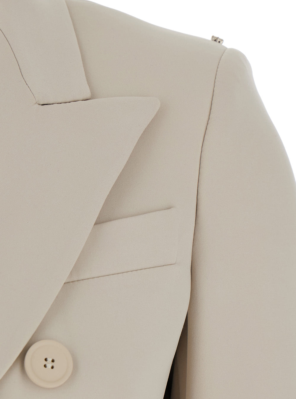 Sportmax Women 'Frizzo' Beige Double-Breasted Jacket With Peak Revers In Tech Fabric Stretch Woman SPORTMAX