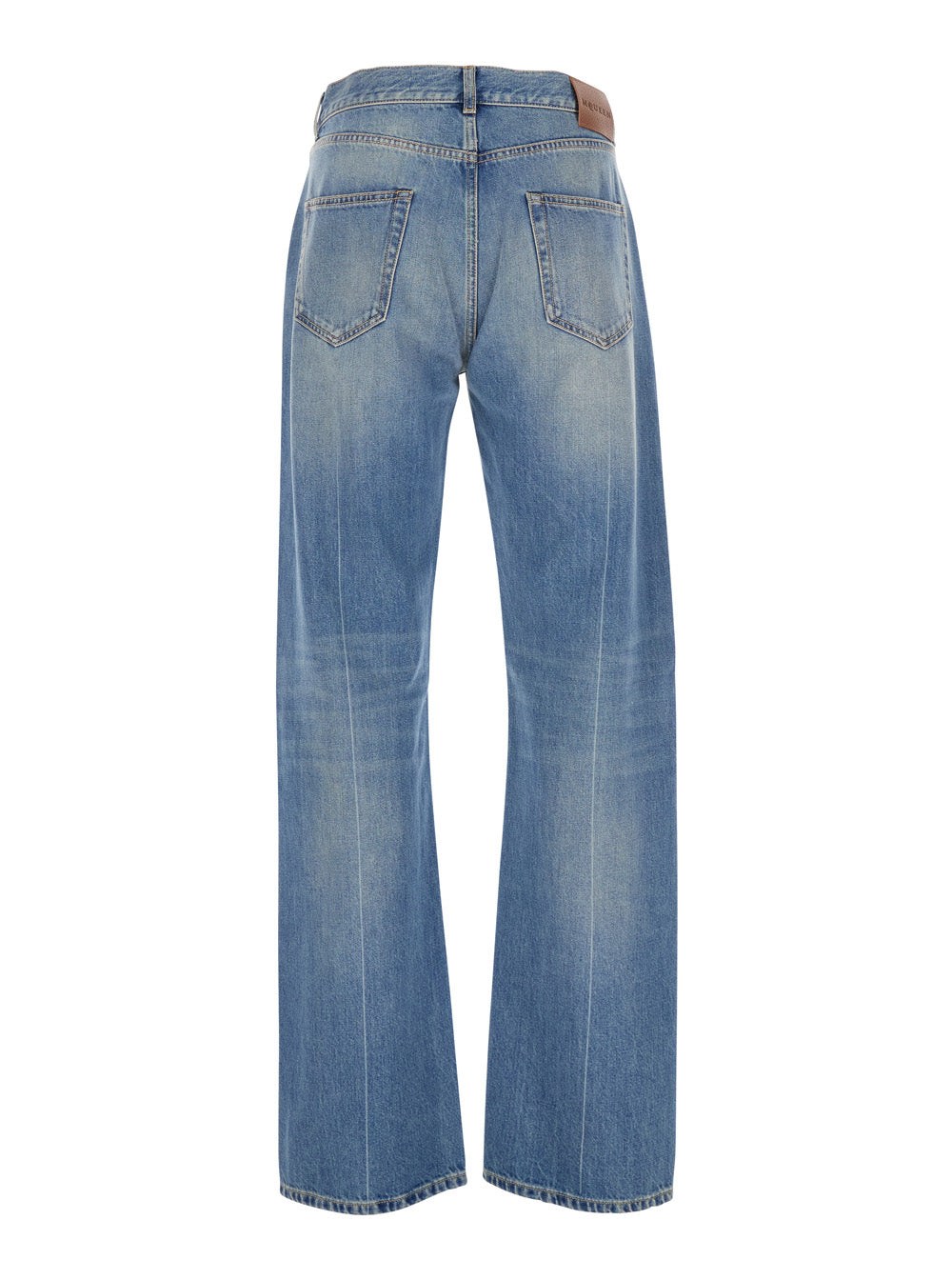 Alexander Mcqueen Men Blue High Waisted Jeans With Logo Detail On The Loop And Logo Patch On The Rear In Denim Man ALEXANDER MCQUEEN