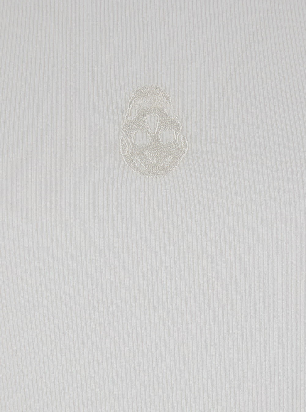Alexander Mcqueen Men White Top With Upside Down Skull Embroidery On The Front In Cotton Jersey Man ALEXANDER MCQUEEN