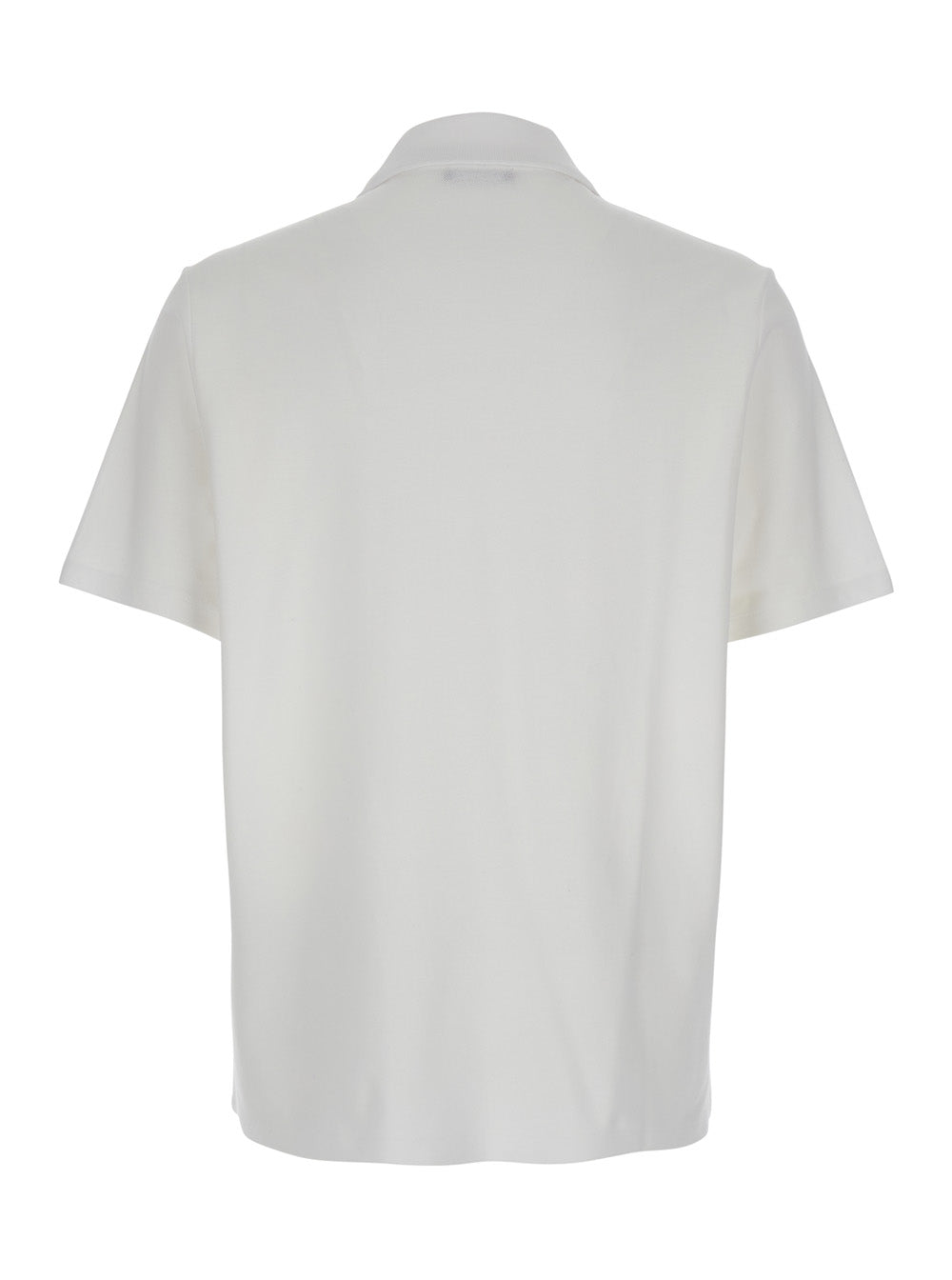 Balmain Men White Polo Shirt With Collar And Coin Print On The Front In Cotton Man BALMAIN