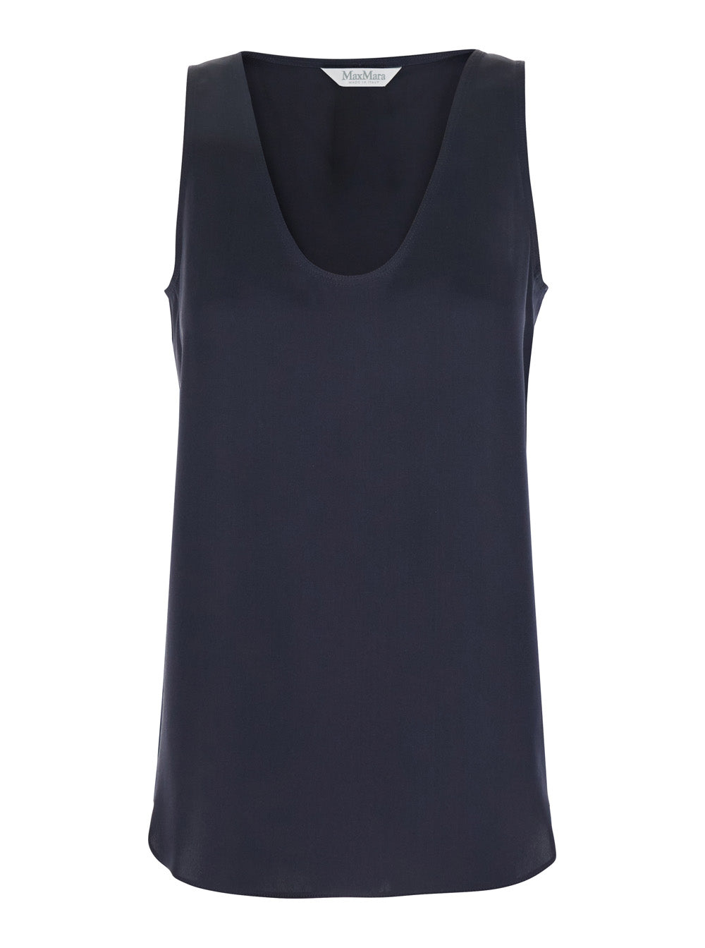 Max Mara Women 'Filly' Blue Sleeveless Top With Round Neck In Silk Woman MAX MARA