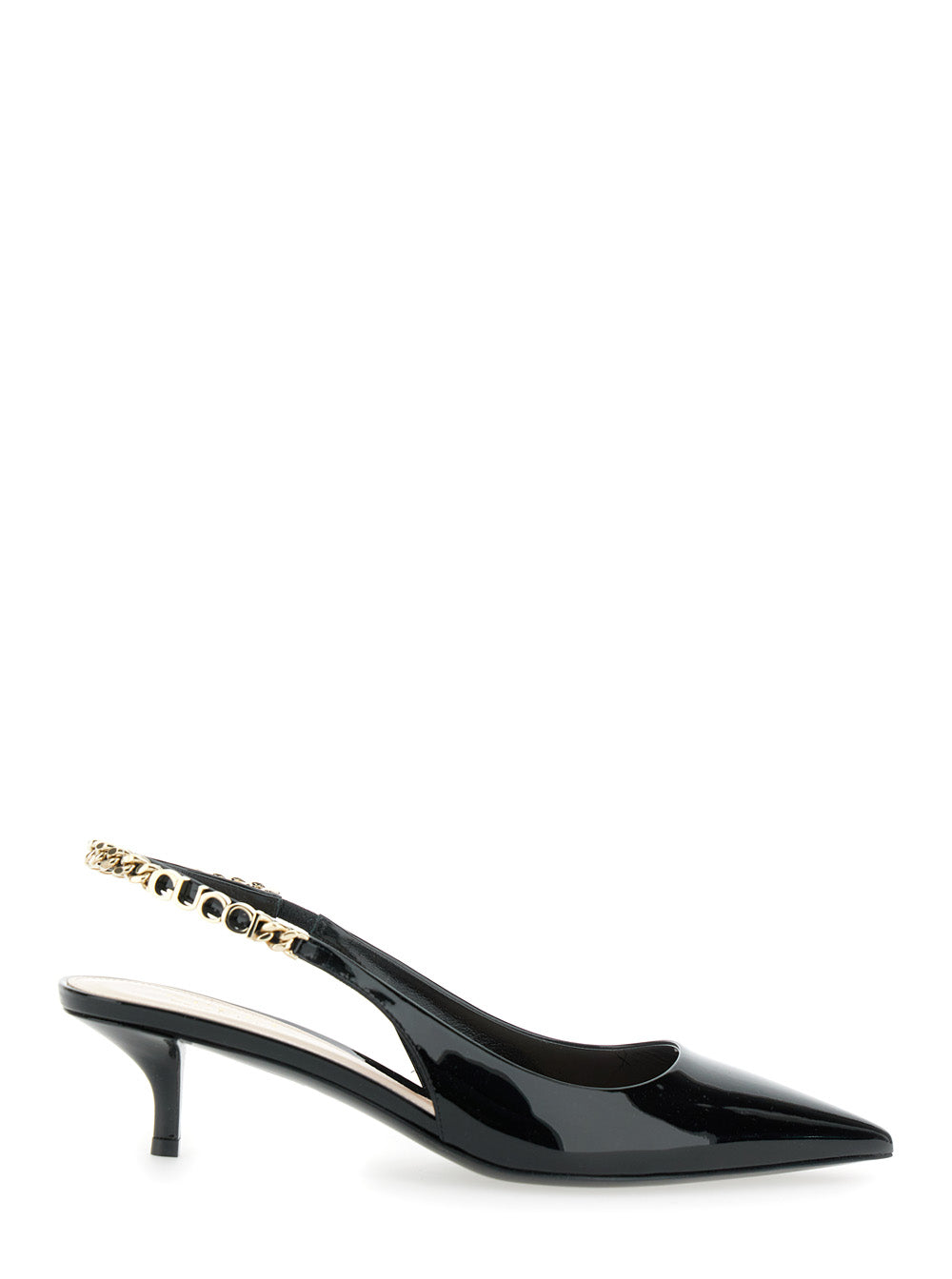 Gucci Women 'Signoria' Black Pumps With Logo Strap In Leather Woman GUCCI