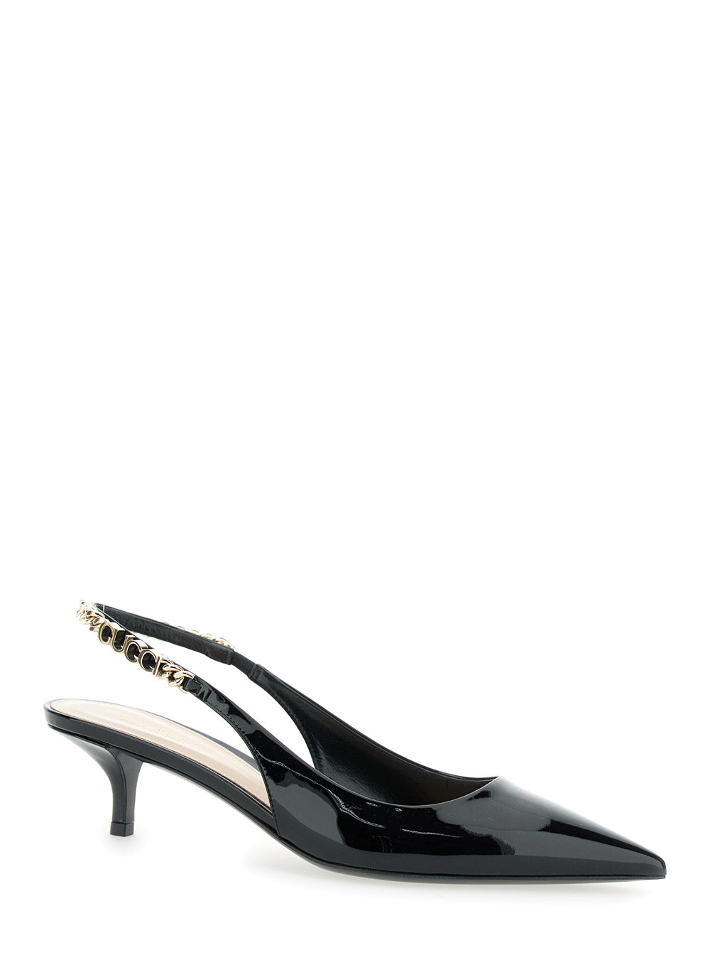 Gucci Women 'Signoria' Black Pumps With Logo Strap In Leather Woman GUCCI