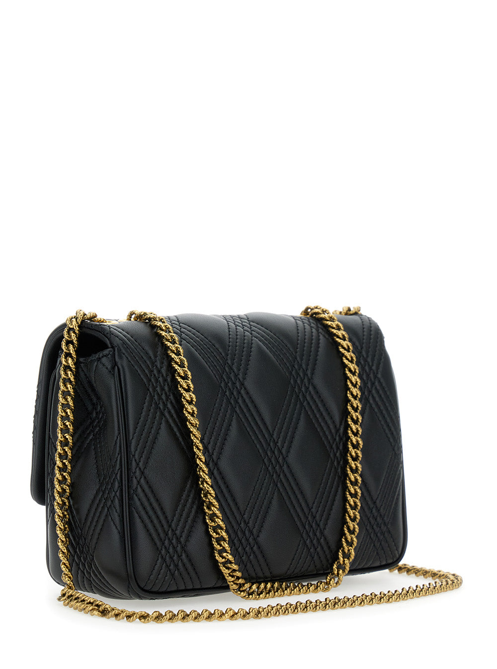Valentino Garavani Women 'Quiltie 67' Black Shoulder Bag With Vlogo Metallic Plate On The Front In Quilted Leather Woman VALENTINO GARAVANI