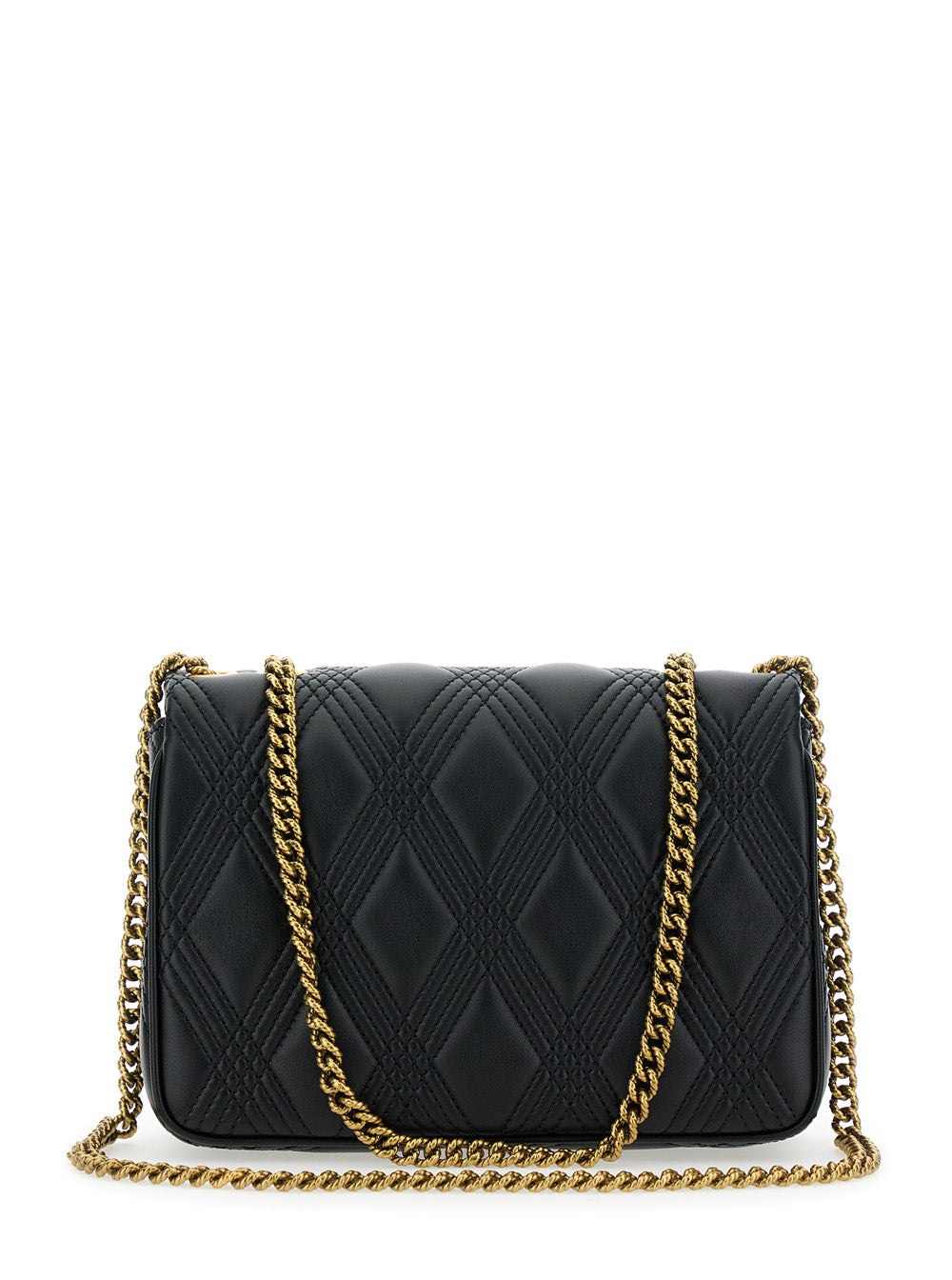 Valentino Garavani Women 'Quiltie 67' Black Shoulder Bag With Vlogo Metallic Plate On The Front In Quilted Leather Woman VALENTINO GARAVANI