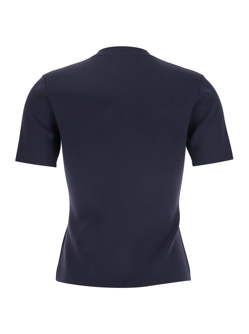 Max Mara Women Blue Crewneck T-Shirt With Tonal Logo Lettering On The Front In Viscose Blend Woman MAX MARA