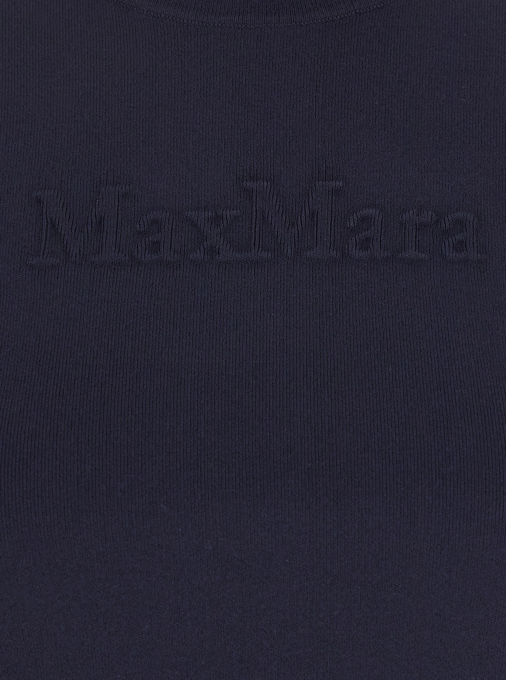 Max Mara Women Blue Crewneck T-Shirt With Tonal Logo Lettering On The Front In Viscose Blend Woman MAX MARA