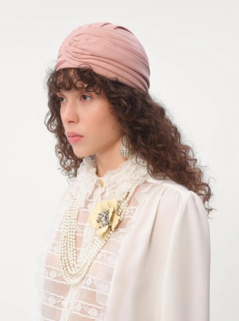 Valentino Garavani Women Pink Headdress Hat With Asymmetrical Design In Pink Virgin Wool Woman VALENTINO GARAVANI