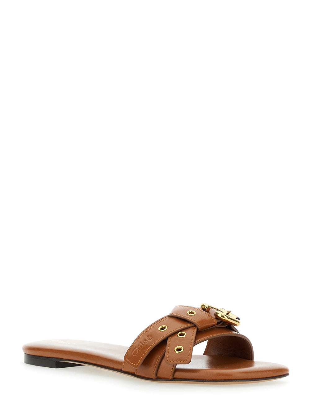 Chloé Women 'Mae' Brown Sandals With Strap Embellishment With Logo In Leather Woman CHLOE