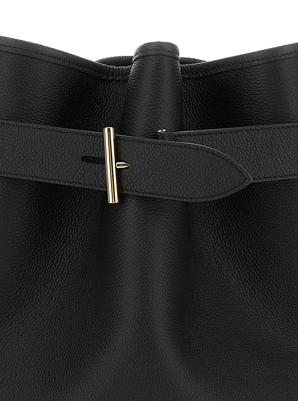 Tom Ford Women Black Medium Bucket Bag With Adjustable Shoulder Strap And Buckle Closure In Grained Leather Woman TOM FORD