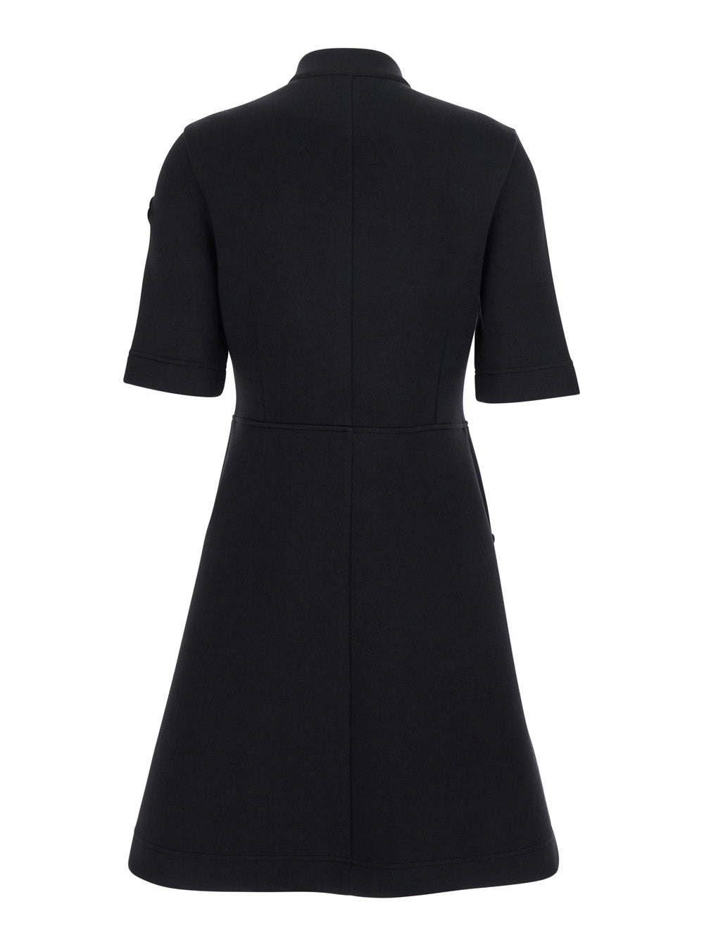 Moncler Women Black Dress With Logo Patch Applied On The Sleeve In Cotton Blend Woman MONCLER