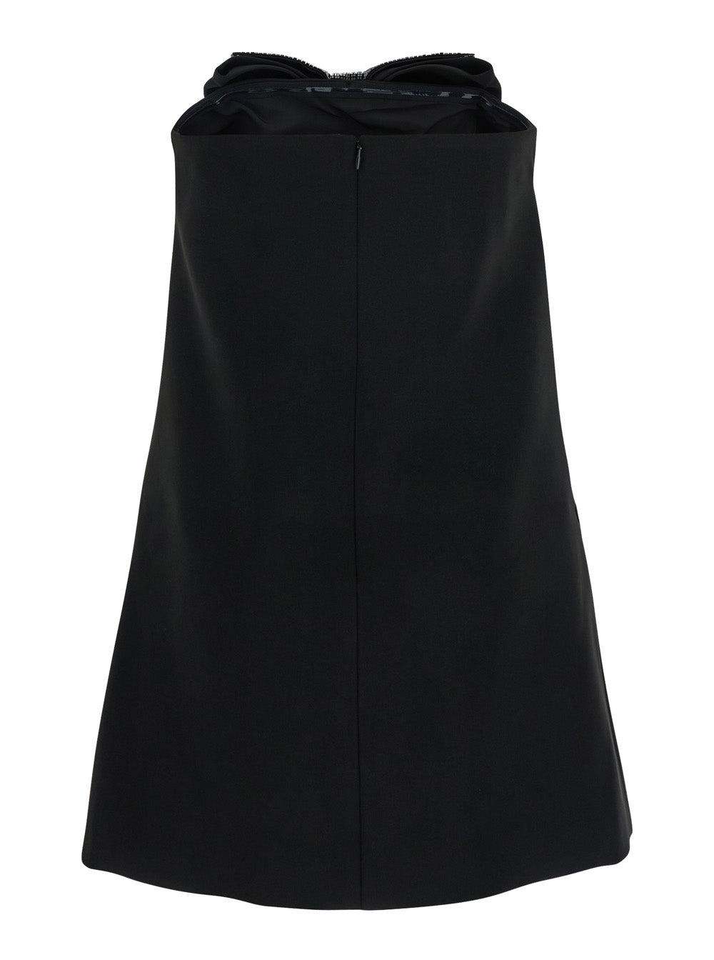 Self-Portrait Women Black Sleeveless Mini Dress With Bandeau And Beaded Oversize Bow In Tech Fabric Woman SELF-PORTRAIT